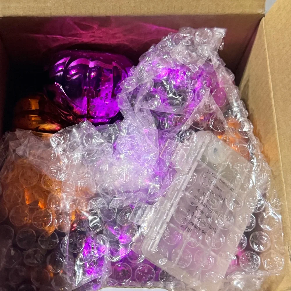 🎃*NWT* Purple & Orange 9ft‎ Jack-O-Lantern String Lights